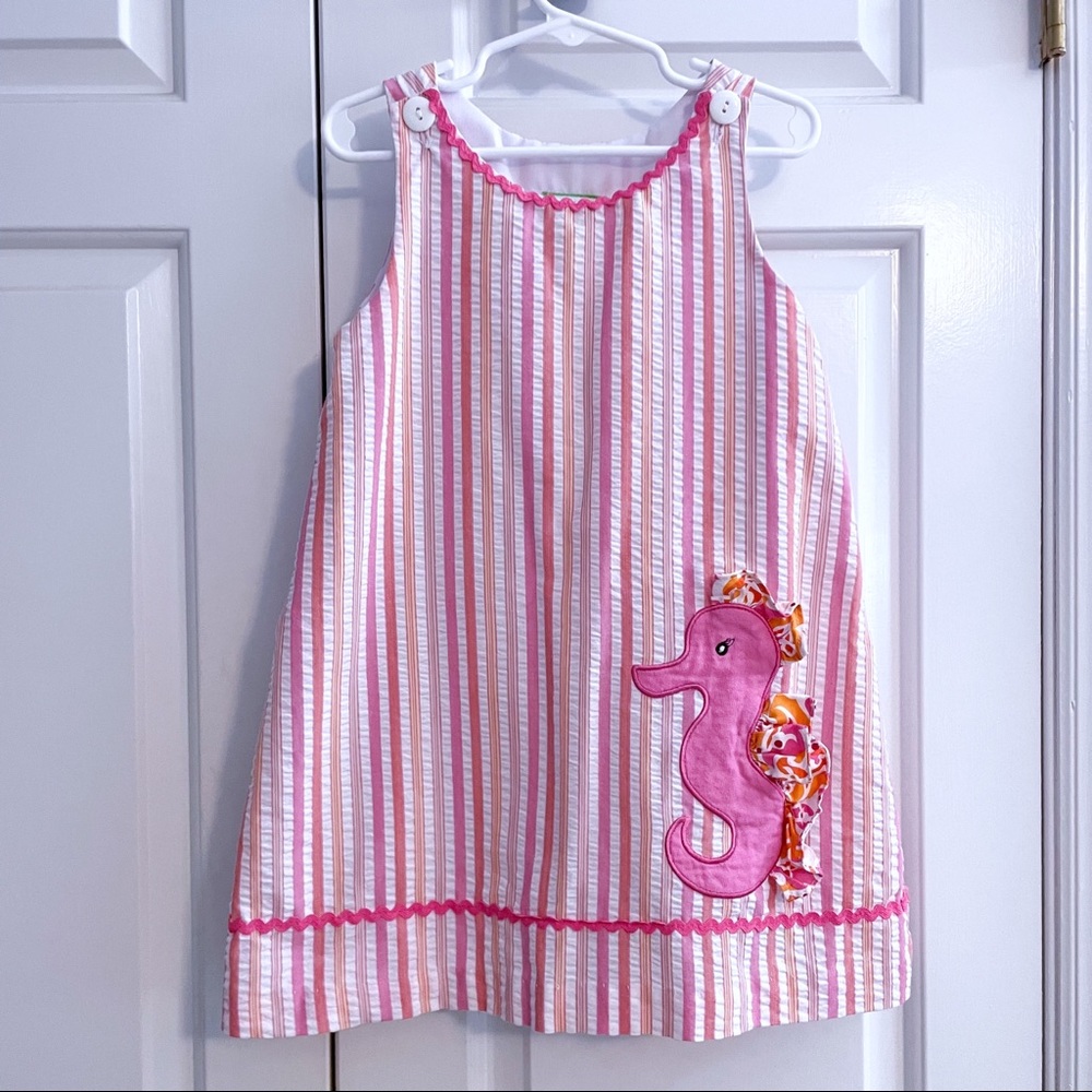 Little Threads Striped Seahorse Dress, Size 4